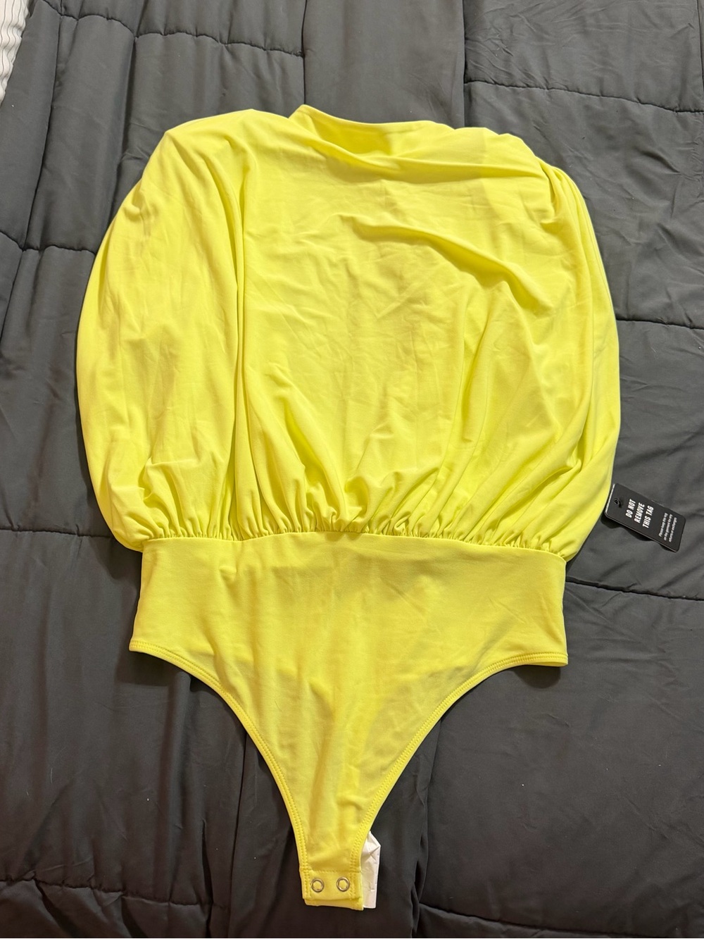 Express Bright Yellow Puff-Sleeve Kids One-Piece Bodysuit